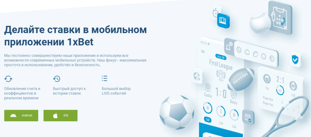 Букмекерская контора 1xBet приложение