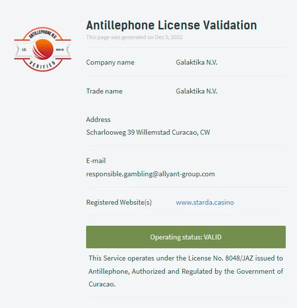Казино Старда Лицензия